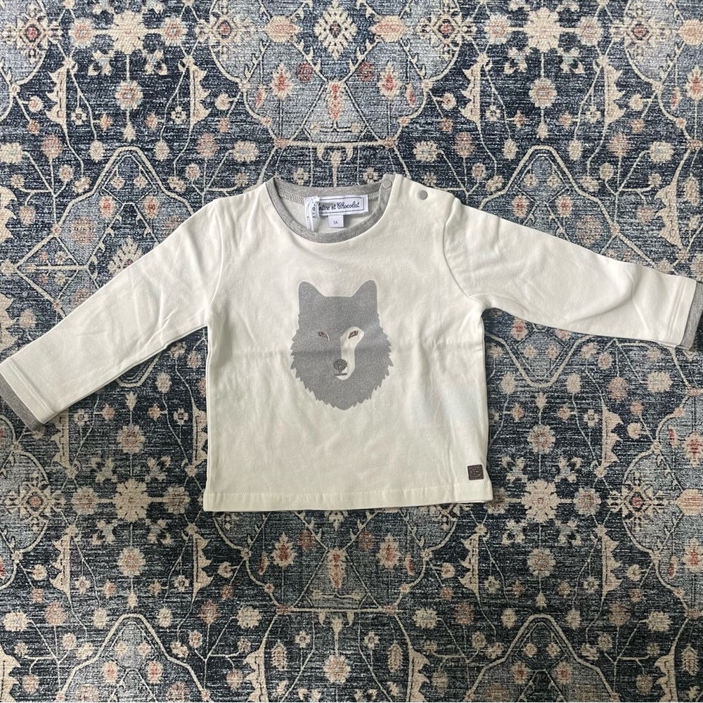 Tartine et Chocolat Toddler Boy Wolf Long Sleeve Shirt - Size 1A (12 Months)